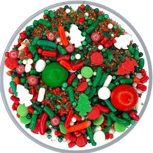 Sprinkle Mix Christmas Party Sprinkle Mix -- Winter Holidays Sprinkle Mix Dark Red Sprinkles Lime Sprinkles Green Christmas Sanding Sugar