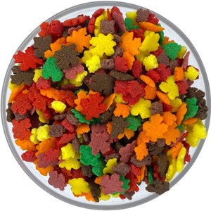 Sprinkle Mix Autumn Leaves Sprinkle Mix -- Fall Harvest Sprinkles Pumpkin Confetti Green Red Yellow Leaves Wheat Harvest Rustic Sprinkles