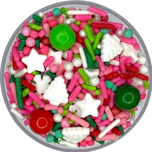 Sprinkle Mix Bright Christmas Sprinkle Mix -- Edible Winter Holidays Green Tree Pink White Sprinkles Sprinkles Christmas Red Sprinkles