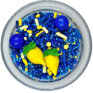 Sprinkle Mix Blaubeer Zitrone Sprinkle Mix - Essbare Gelb Royal Icing Zitronen Geburtstag Muttertag Hochzeitstorte Frühling Zitrone Brautparty