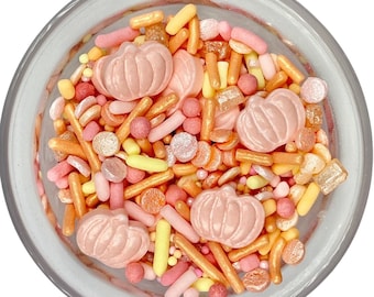 Sprinkle Mix Pretty Pumpkins Sprinkle Mix -- Fall Autumn Pumpkin Sprinkle Mix Halloween Jimmies Yellow Blush Pink Sprinkle Orange Pumpkin