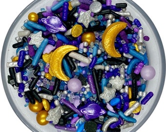 Moon and Stars Sprinkle Mix -- Astrological Baby Shower Sprinkle Mix Silver Star Sprinkles Zodiac Sprinkles Purple Sprinkles Blue Sprinkles