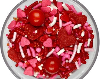 Valentine's Red Sprinkle Mix -- Valentine's Sprinkle Mix Pink Red White Sprinkles Red Jumbo Heart Sprinkles Love Sprinkles Heart Jimmies