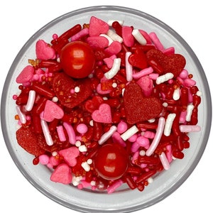 Valentine's Red Sprinkle Mix -- Valentine's Sprinkle Mix Pink Red White Sprinkles Red Jumbo Heart Sprinkles Love Sprinkles Heart Jimmies