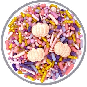 Sprinkle Mix Floral Pumpkins Sprinkle Mix -- Fall Autumn Pumpkin Sprinkle Mix Gold Light Yellow Rose Gold Blush Pink Sprinkle Pink Pumpkin
