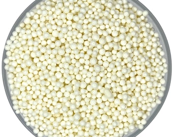 Nonpareils S White Sprinkles -- Solid White Matte Confetti Shimmer Pearl Quin Confetti F