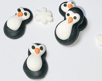 Royal Icing Mini Penguin ONLY -- Winter Snowflakes Christmas Penguin Themed Party Birthday Party Cake Pop Add Ons Sprinkle Mixes Cupcake Top