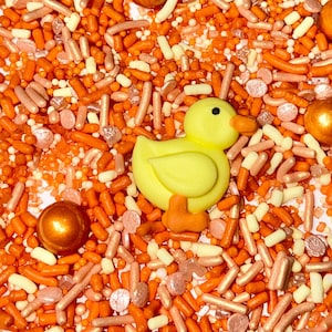 Sprinkle Mix Duckies Sprinkle Mix -- Royal Icing Ducks Duckies Baby Shower Sprinkle Mix Orange Yellow Sprinkles Duck Duck Jeep Duck Party