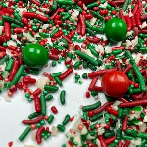 Sprinkle Mix Peppermint Candy Sprinkle Mix -- Edible Winter Holiday Sprinkle Mix Peppermint Flavored Christmas Party Red Green Sprinkles