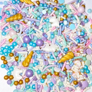 Unicorn Sparkle Sprinkle Mix -- Birthday Party Princess Unicorn Sprinkle Blue Pink Purple Teal Sprinkles White Unicorns Gold Unicorn Horns