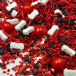 Sprinkle Mix Vampire Teeth Sprinkle Mix -- Edible Halloween Black Red Sprinkles Blood Sprinkles Boo Halloween Party Sprinkles Skull Bones