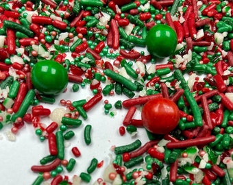 Peppermint Candy Sprinkle Mix -- Winter Holiday Sprinkle Mix Peppermint Flavored Christmas Party Gifts Red Sprinkles Cocoa Sprinkles Green