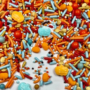 Sprinkle Mix Fall Pumpkins Sprinkle Mix -- Fall Autumn Pumpkin Sprinkle Mix Halloween Light Blue Rose Red Gold Sprinkles Orange Pumpkins