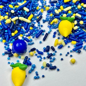 Sprinkle Mix Blueberry Lemon Sprinkle Mix -- Edible Yellow Royal Icing Lemons Birthday Mothers Day Wedding Cake Spring Lemon Bridal Shower
