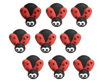 Royal Icing Ladybugs with Wings Red Black