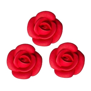 Royal Icing Roses Large Red 1.5&quot; Inch -- Sugar Flower Royal Icing Flower Red Rose Sprinkles Flower Sprinkles Valentines Mother&#39;s Day Flowers
