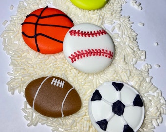 Royal Icing Sports Balls -- Edible Athletic Sprinkles Football Baseball Tennis Balls Soccer Balls Sports Party Sports Birthday Party