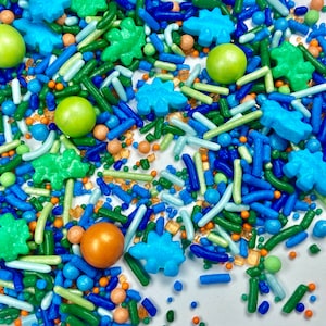 Sprinkle Mix Dinosaur Sprinkle Mix -- Boys Birthday Sprinkle Mix Orange Sprinkles Lime Sprinkles Blue Sprinkles Dinosaur Sprinkles Party