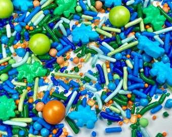 Sprinkle Mix Dinosaur Sprinkle Mix -- Boys Birthday Sprinkle Mix Orange Sprinkles Lime Sprinkles Blue Sprinkles Dinosaur Sprinkles Party
