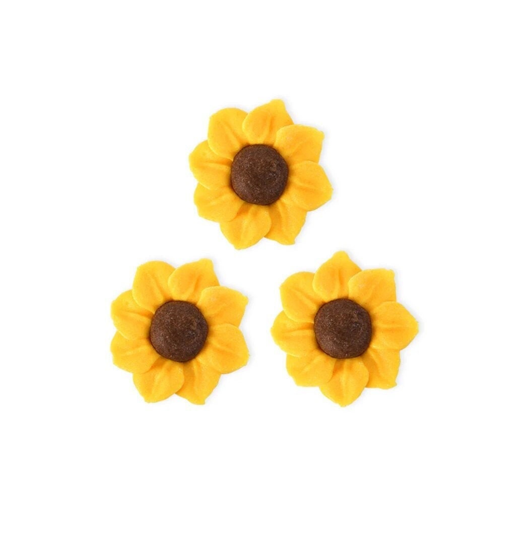Royal Icing Sunflowers -- Yellow Sunflowers Brown Sprinkle Mix Fall Autumn Sunflowers Thanksgiving