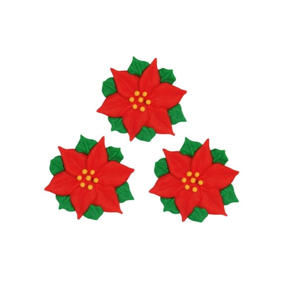 SALE - Royal Icing Weihnachtsstern Groe Rot Grne Bltter Royal Icing -  Etsy.de