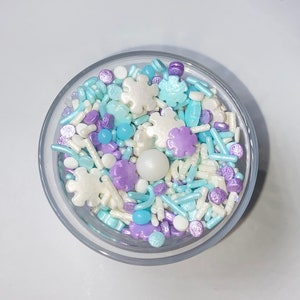 Pretty Snowflakes Sprinkle Mix Winter Holidays Sprinkle Mix Purple Light Blue White Snowflakes Light Blue Purple Sprinkles Ice Princess image 5