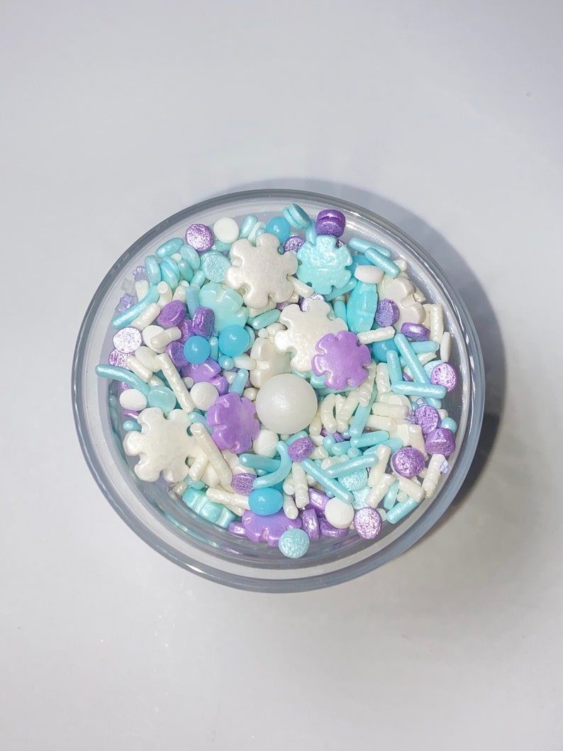 Pretty Snowflakes Sprinkle Mix Winter Holidays Sprinkle Mix Purple Light Blue White Snowflakes Light Blue Purple Sprinkles Ice Princess image 5