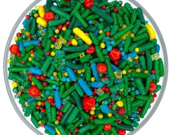 Sprinkle Mix Hungry Critter Sprinkle Mix -- Edible Character Sprinkles Green Teal Dark Green Red Yellow Very Hungry Sprinkles Caterpillars