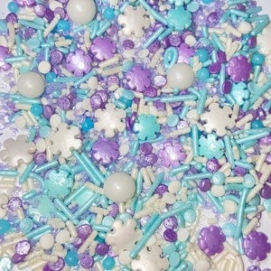Sprinkle Mix Pretty Snowflakes Sprinkle Mix -- Edible Winter Sprinkle Mix Purple Light Blue White Snowflake Light Blue Purple Princess