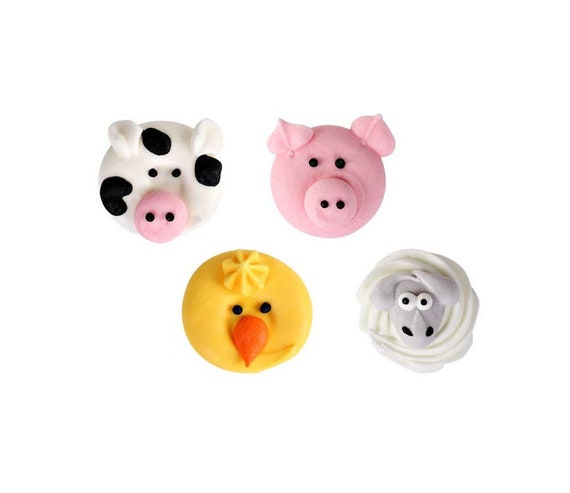 → View on Etsy: Royal Icing Farm Animals -- Cow Chicken Pig Sheep Royal Icing Transfers Baby Shower Birthday Party Royal Icing Farm Animals -- Cow Chicken Pig Sheep Royal Icing Transfers Baby Shower Birthday Party