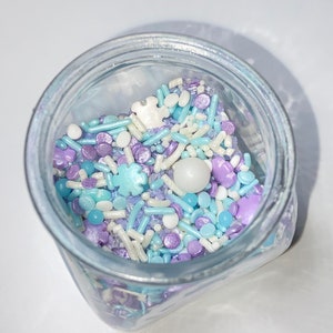 Pretty Snowflakes Sprinkle Mix Winter Holidays Sprinkle Mix Purple Light Blue White Snowflakes Light Blue Purple Sprinkles Ice Princess image 4