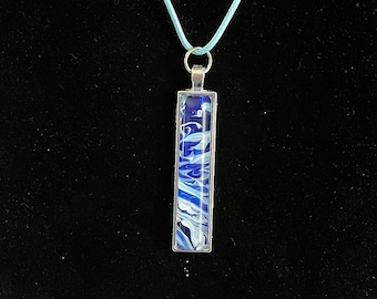 Long Rectangle Acrylic Pour Glass Charm Necklace