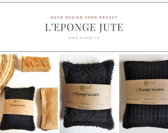 Éponge en Jute Déco & Zéro Déchet  - éponge lavable en Jute, Bambou et Nid d'Abeille