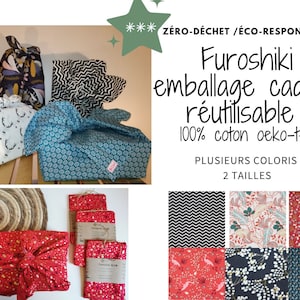 Furoshiki Zero Waste gift wrapping several colors / washable / replaces gift wrapping / reusable / 100% Oeko-tex cotton / image 1