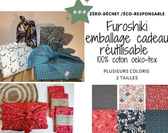 Furoshiki - Zero Waste Geschenkverpackung - mehrere Farben / waschbar / ersetzt Geschenkverpackung / wiederverwendbar / 100 % Öko-Tex-Baumwolle /