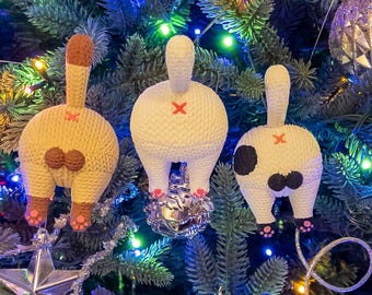 Jingle Balls Kitty Butt Ornament Crochet-Style 3D Print