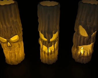 Eerie Melting Face Candles z dołączonym podgrzewaczem LED - wydruk 3D