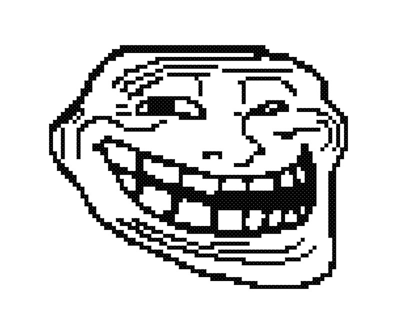 Troll Meme Face Cross Stitch Pattern