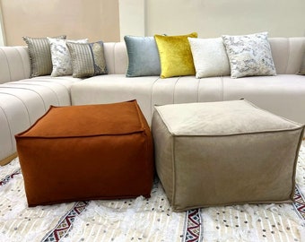 Luxury Square velvet Ottoman pouf - velvet Ottoman - Pouf Ottoman, Floor Seating, Footrest, Velvet Pouf , coffee table handmade , home decor