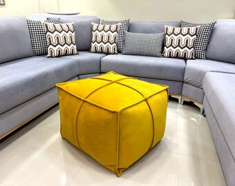 Luxury Square velvet Ottoman pouf - velvet Ottoman - Pouf Ottoman, Floor Seating, Footrest, Velvet Pouf , coffee table handmade , home decor