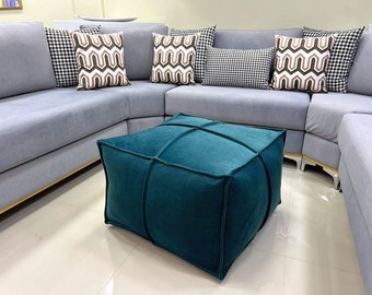 Luxury Square velvet Ottoman pouf - velvet Ottoman - Pouf Ottoman, Floor Seating, Footrest, Velvet Pouf , coffee table handmade , home decor