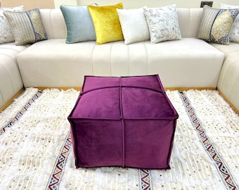 Luxury Square velvet Ottoman pouf - velvet Ottoman - Pouf Ottoman, Floor Seating, Footrest, Velvet Pouf , coffee table handmade , home decor