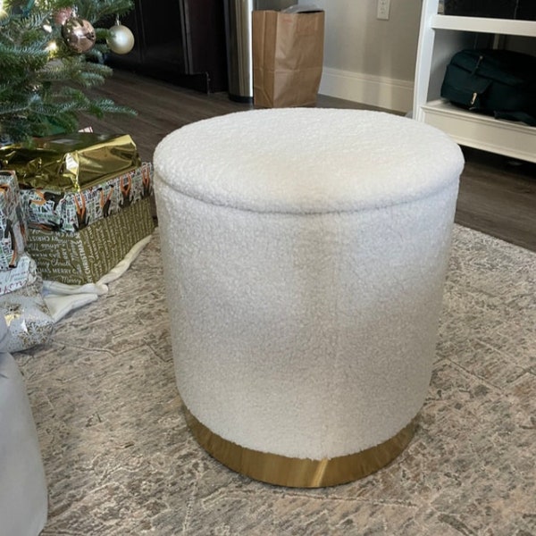 Teddy storage stool, modern boucle pouf ottoman, teddy stool, coffee table , storage cushion pouf ottoman