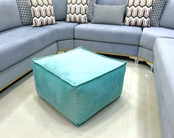Luxury Square velvet Ottoman pouf - velvet Ottoman - Pouf Ottoman, Floor Seating, Footrest, Velvet Pouf , coffee table handmade , home decor