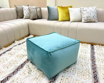 Luxury Square velvet Ottoman pouf - velvet Ottoman - Pouf Ottoman, Floor Seating, Footrest, Velvet Pouf , coffee table handmade , home decor
