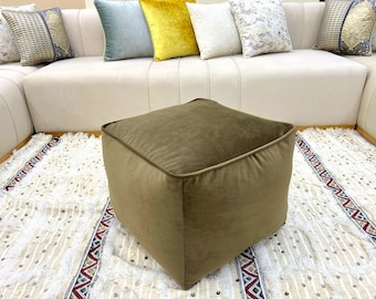 Luxury Square velvet Ottoman pouf - velvet Ottoman - Pouf Ottoman, Floor Seating, Footrest, Velvet Pouf , coffee table handmade , home decor