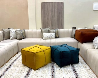 Luxury Square velvet Ottoman pouf - velvet Ottoman - Pouf Ottoman, Floor Seating, Footrest, Velvet Pouf , coffee table handmade , home decor