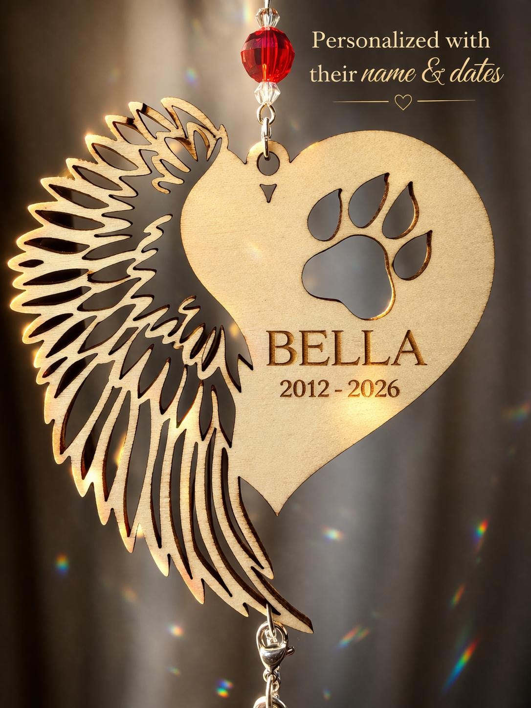 Rainbow Bridge Pet Memorial Suncatcher • Dog Urn Loss Personalized ...