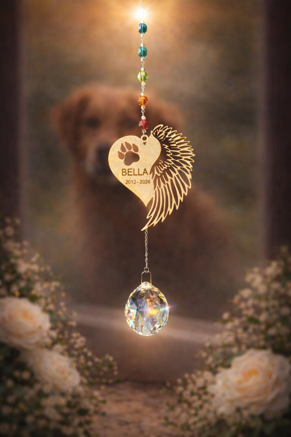 Rainbow Bridge Pet Memorial Suncatcher • Dog Urn Loss Personalized ...
