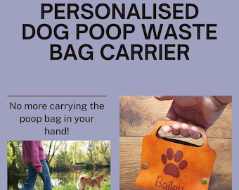 Portador de bolsa de desechos de caca de perro, bolsa plegable de bolsa de desechos de perro de cuero hecha a mano, paseadores de perros personalizados usados bolsa de caca soporte de transporte plegable
